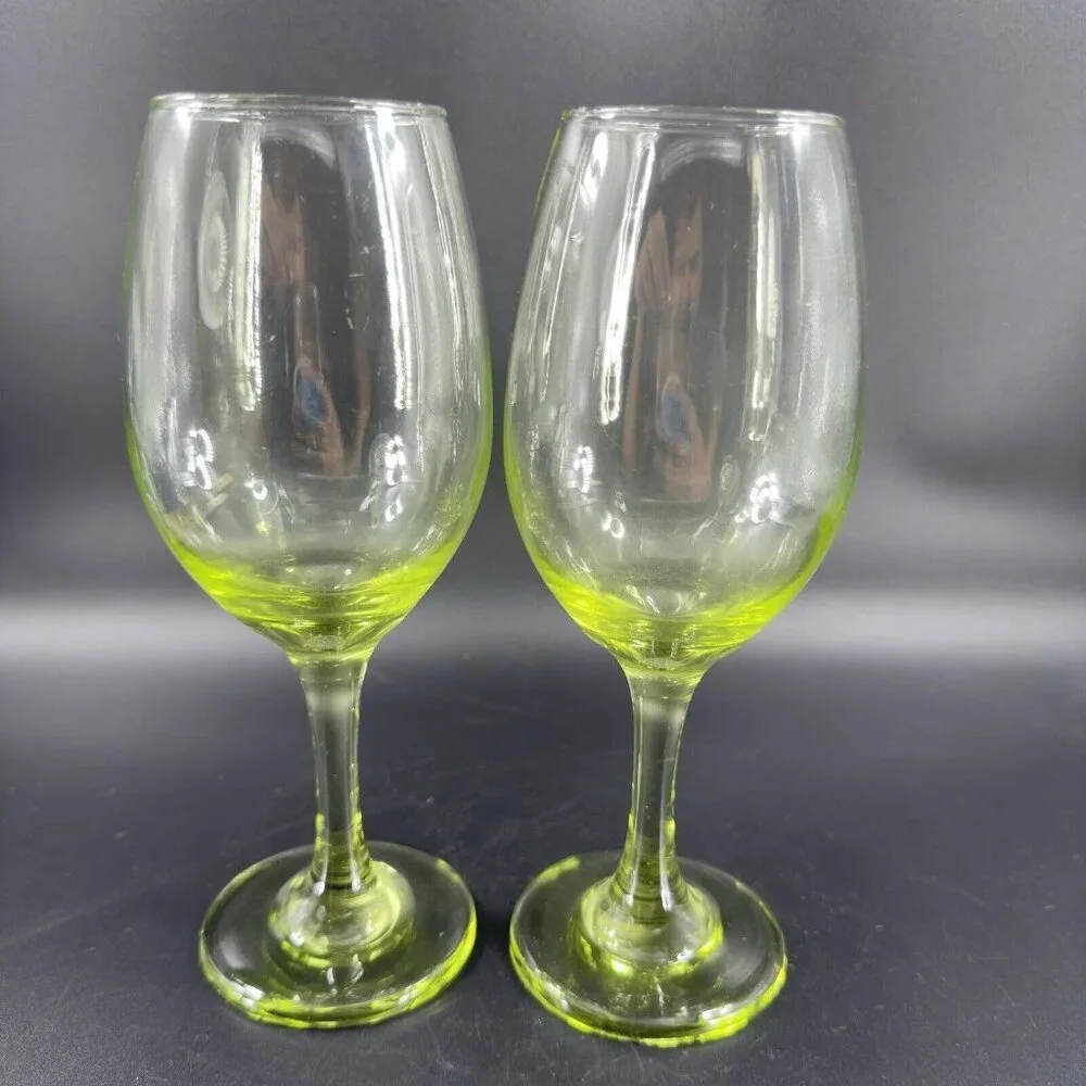 Light Transparent Green Goblet Drinking Glasses Set 2‎ BarWare Glassware Glasses